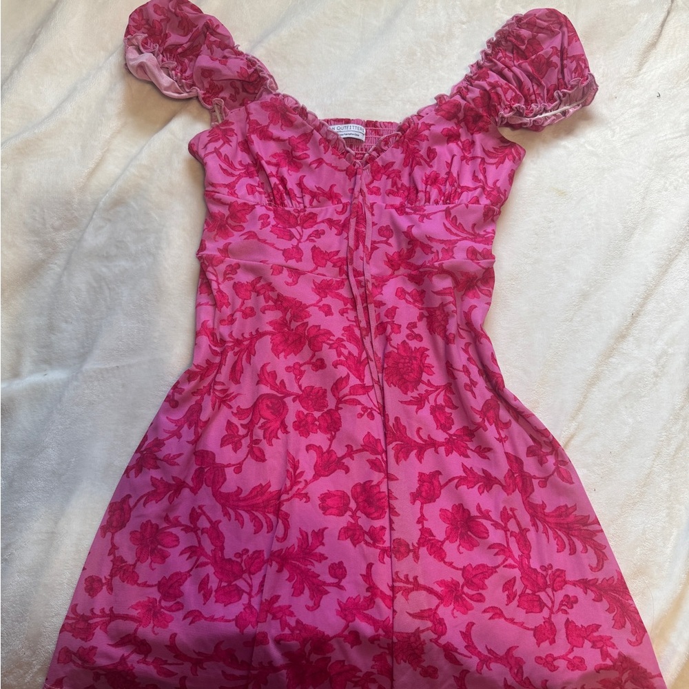Pink Floral Off-Shoulder Dress